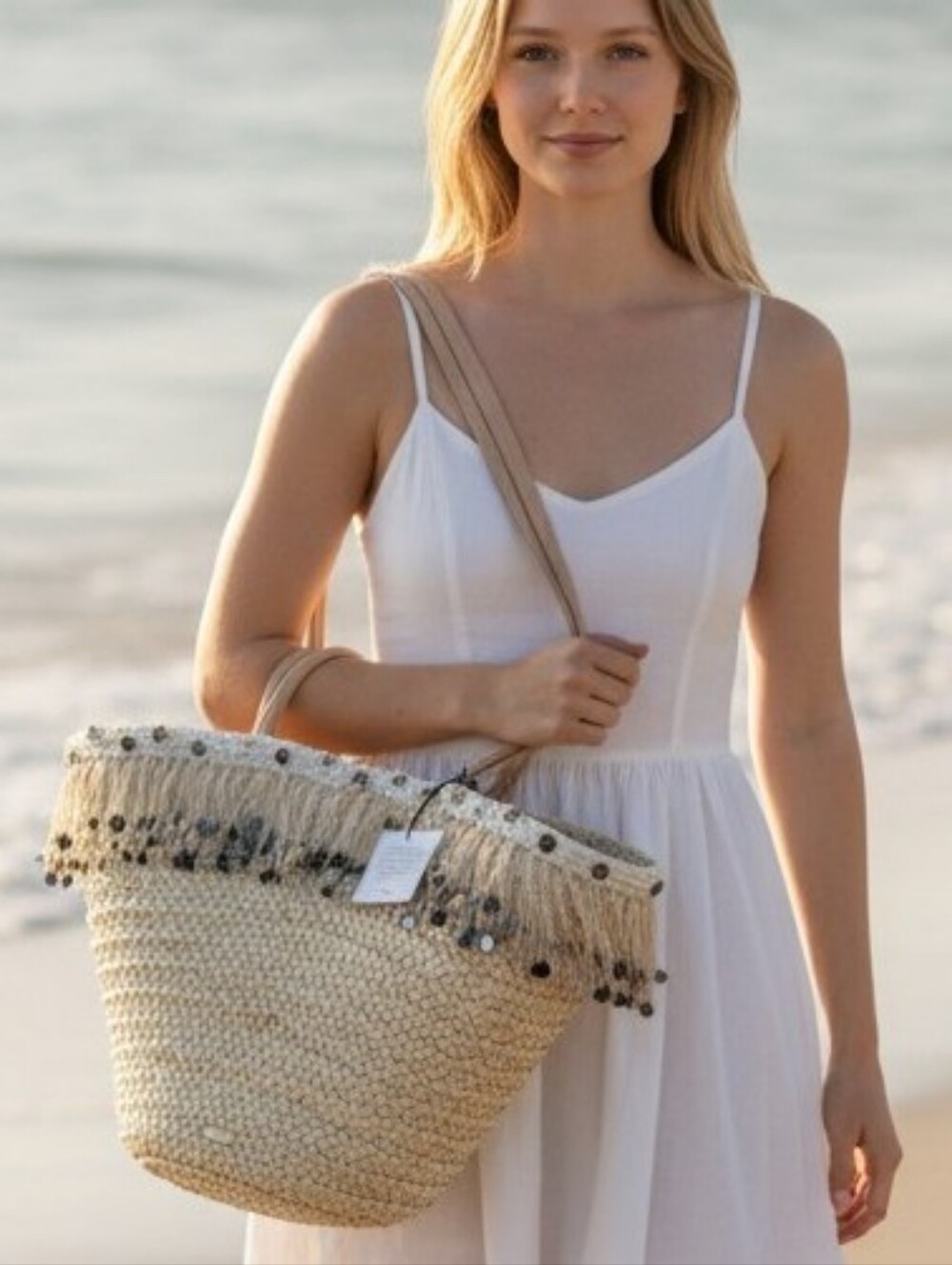 New NWT Kate Spade ♠️ Fringe Marketa Do It All Straw Large Tote Bag